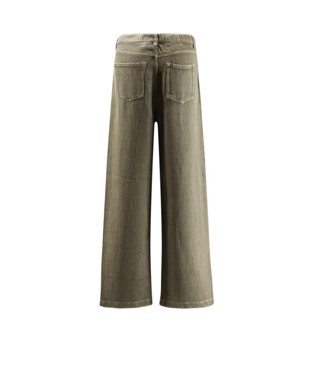 GOLDEN GOOSE DELUXE BRAND Зеленые хлопко-леновые прямые джинсы, фото 2