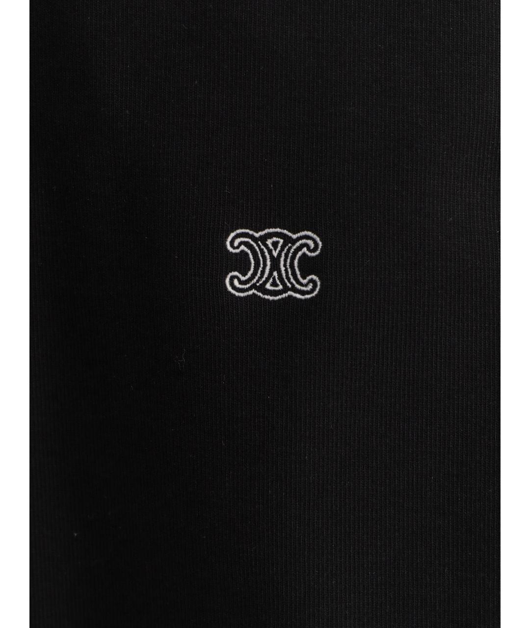 CELINE Черное хлопковое поло с длинным рукавом, фото 3