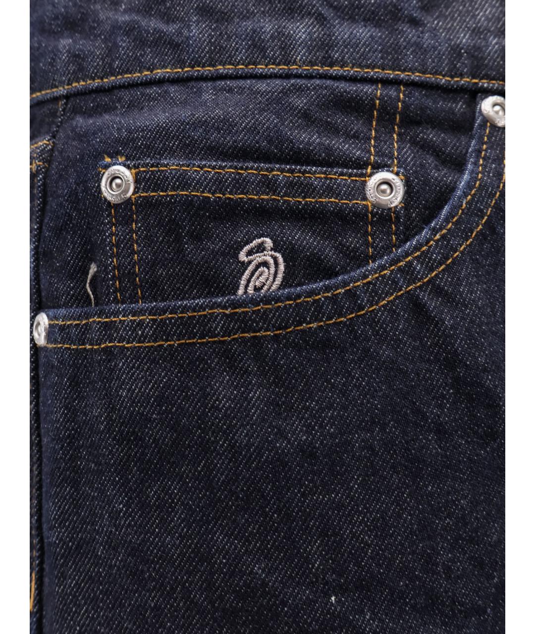 STUSSY Темно-синие хлопковые прямые джинсы, фото 3