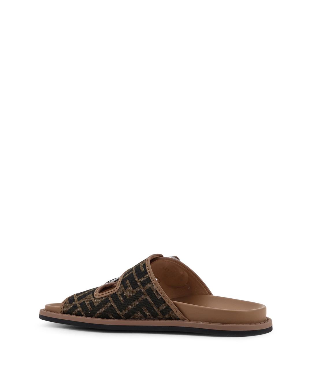 FENDI Коричневые текстильные шлепанцы, фото 3