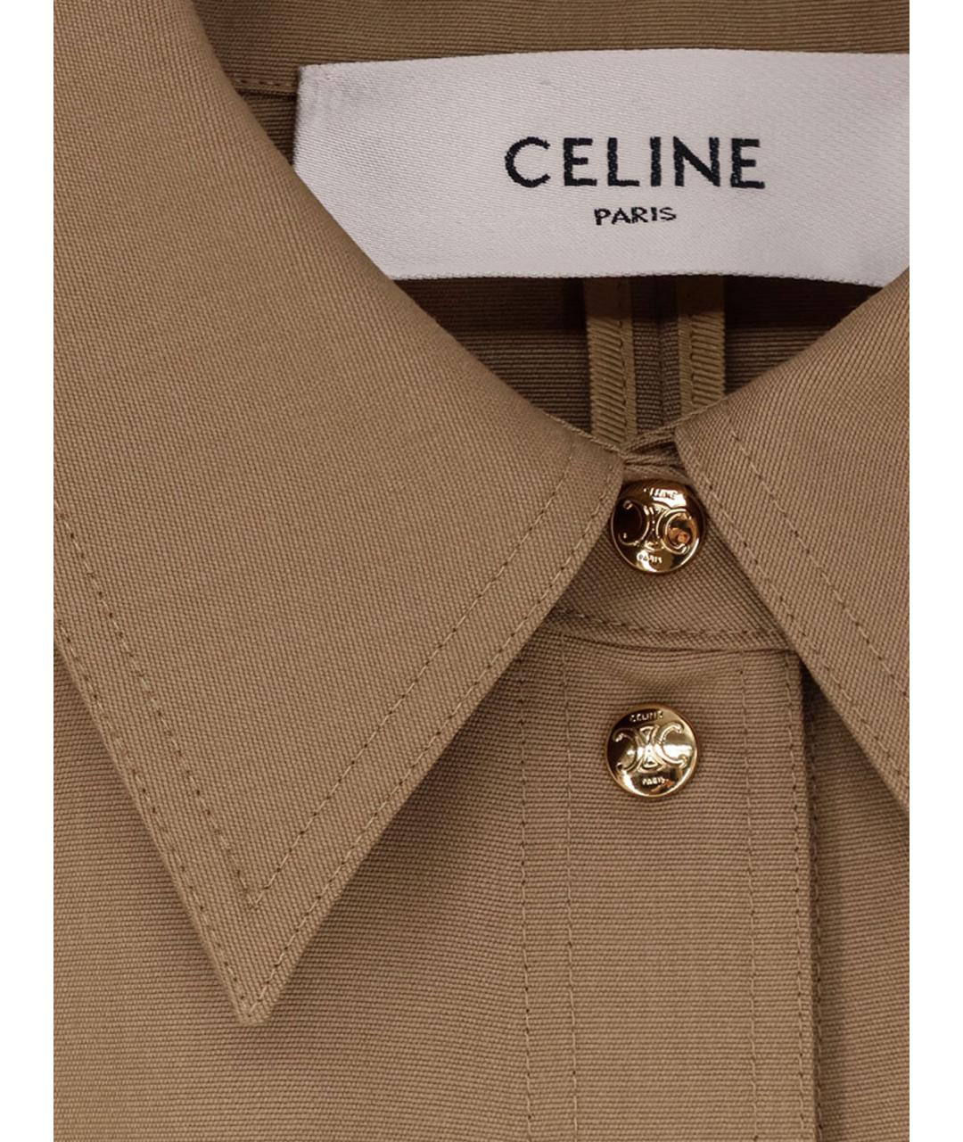 CELINE Бежевое шерстяное повседневное платье, фото 3