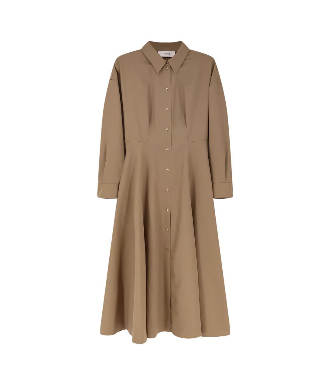 CELINE Бежевое шерстяное повседневное платье, фото 1