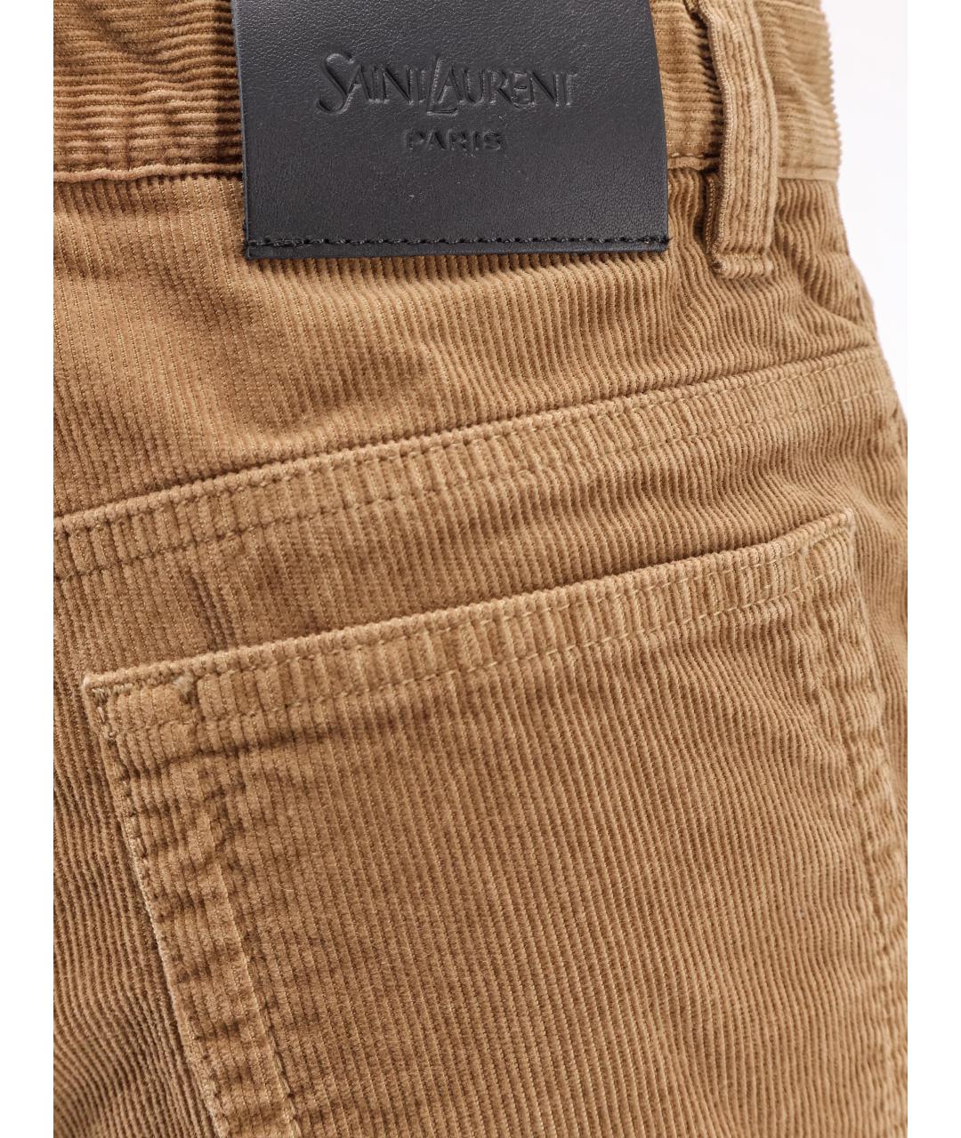 SAINT LAURENT Коричневые хлопковые прямые джинсы, фото 3
