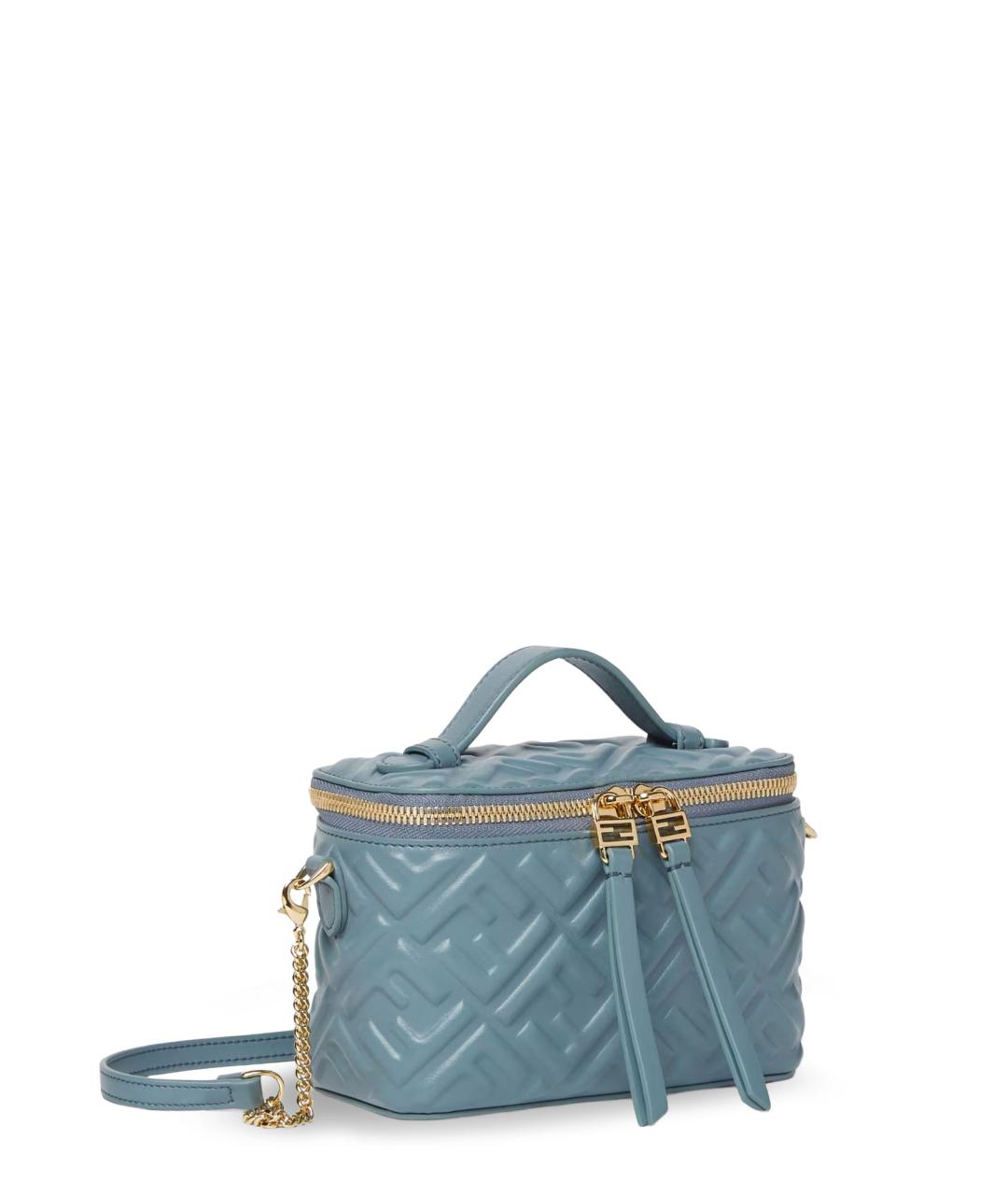 FENDI Бирюзовая кожаная сумка тоут, фото 3