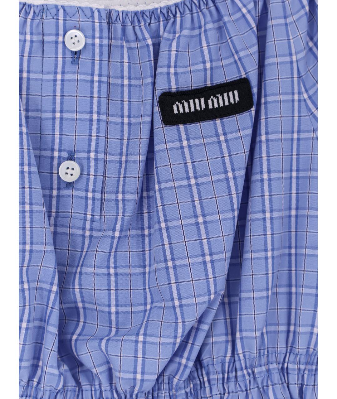 MIU MIU Голубое хлопковое повседневное платье, фото 3