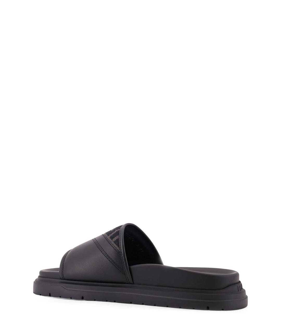 FENDI Черные кожаные шлепанцы, фото 3