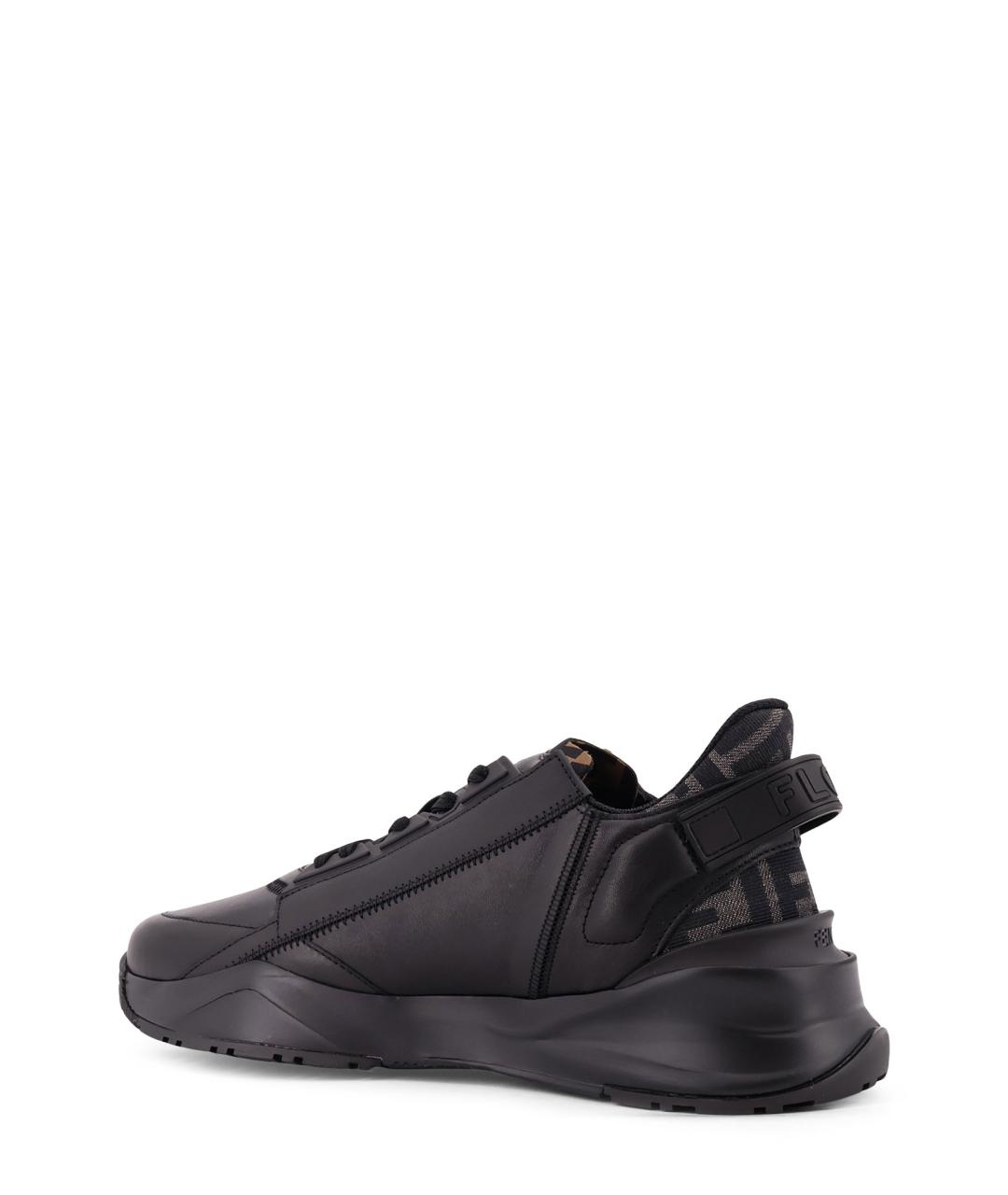 FENDI Черные кожаные низкие кроссовки / кеды, фото 3