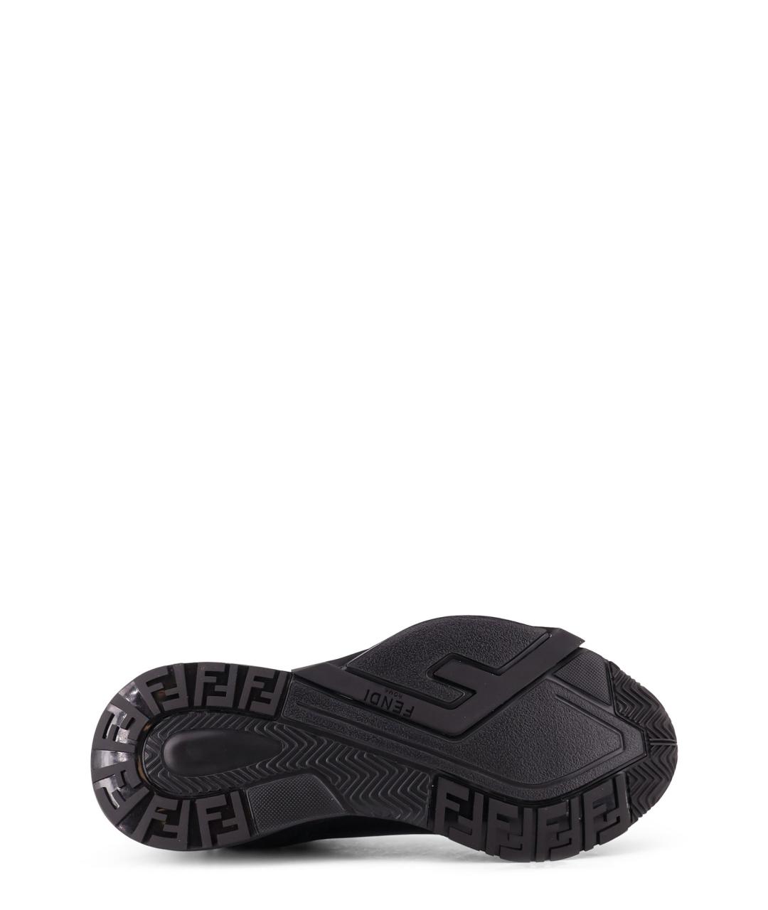 FENDI Черные кожаные низкие кроссовки / кеды, фото 4