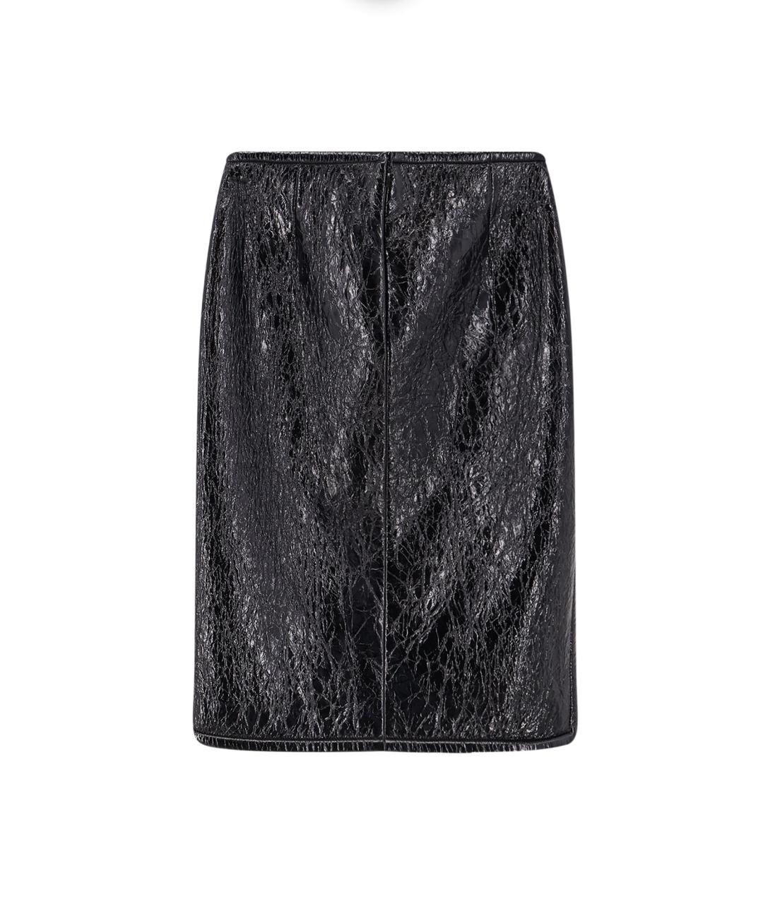 GUCCI Черная кожаная юбка миди, фото 2