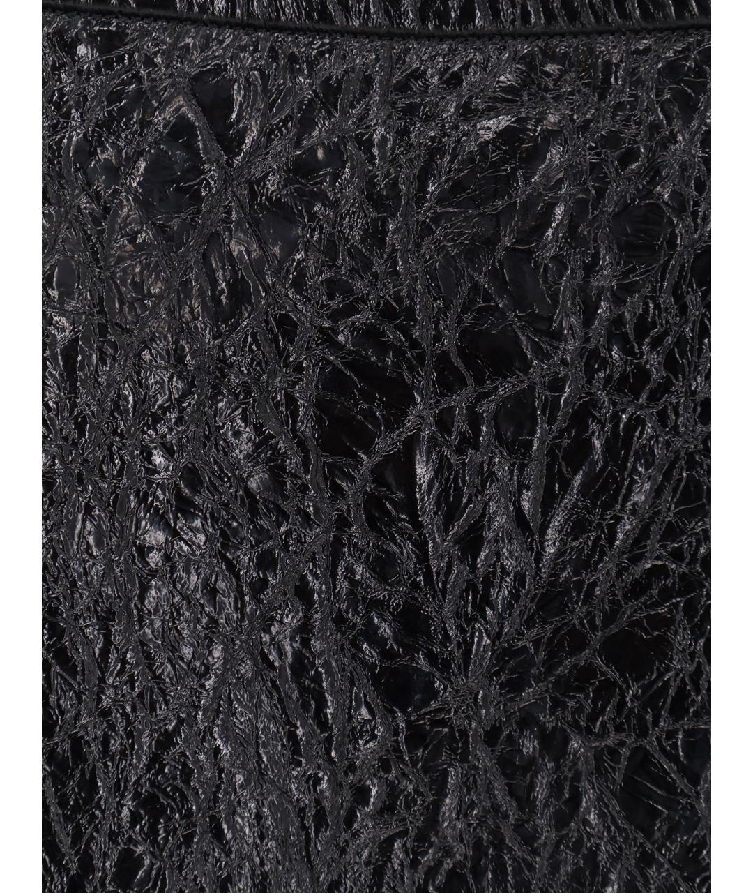 GUCCI Черная кожаная юбка миди, фото 3