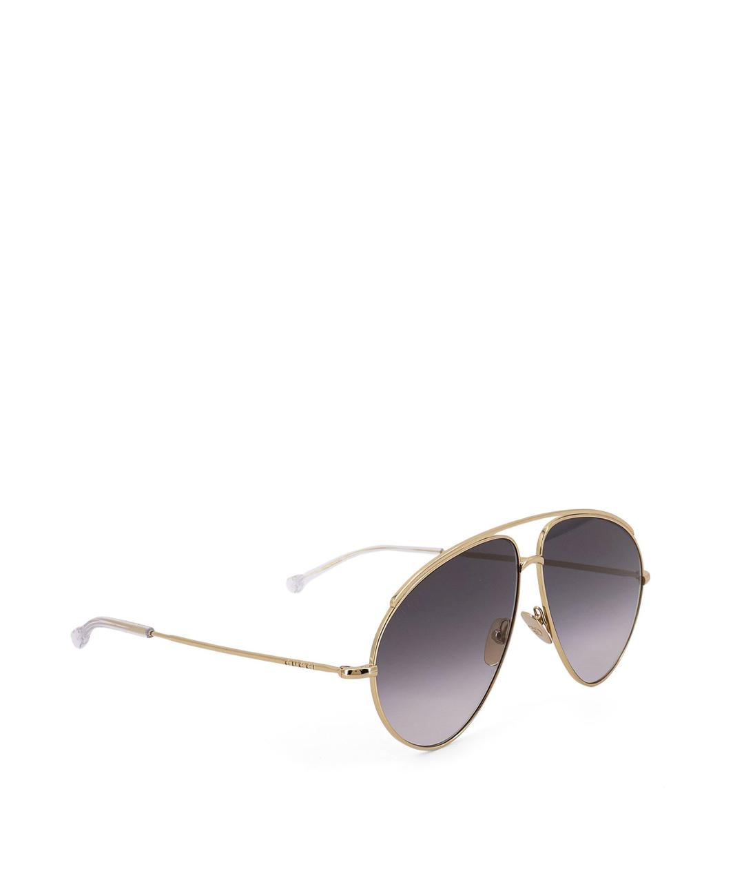 GUCCI Золотые металлические солнцезащитные очки, фото 1