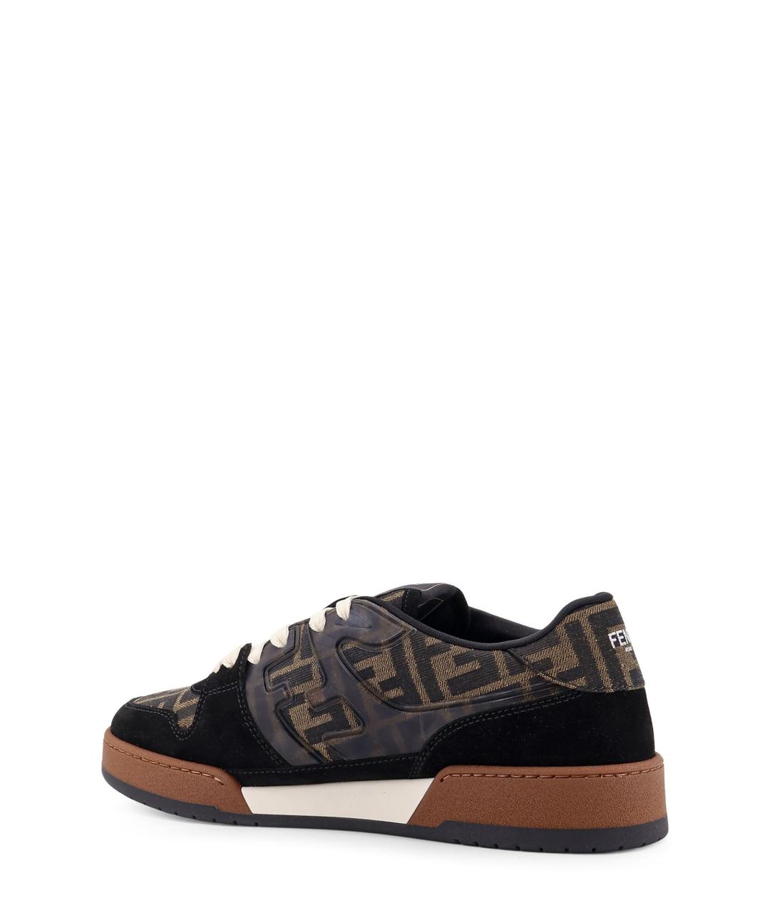 FENDI Коричневые текстильные низкие кроссовки / кеды, фото 3