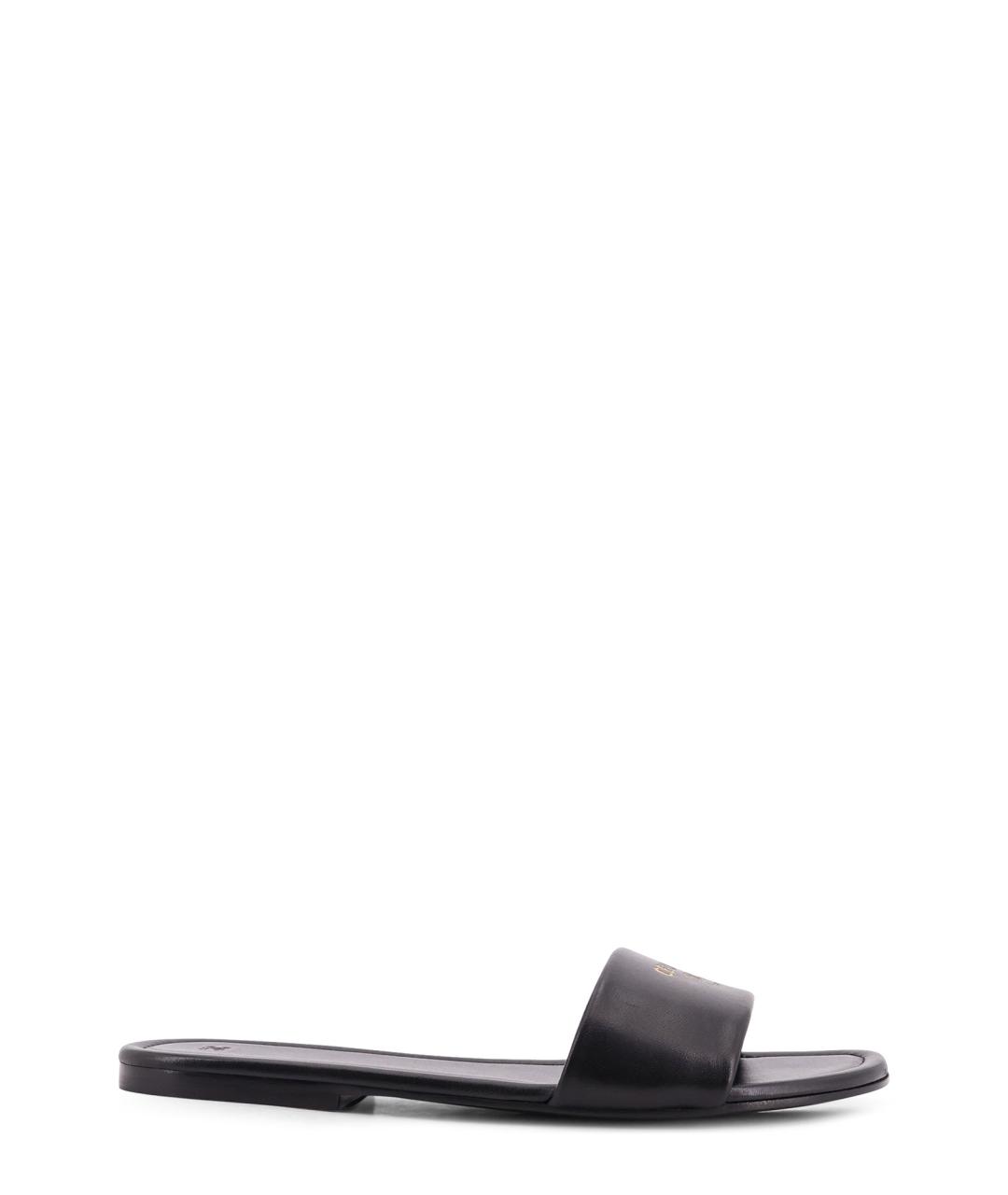 CELINE Черные кожаные шлепанцы, фото 1