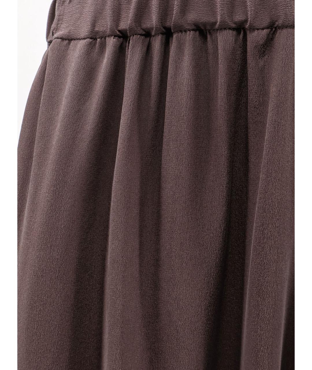 ALYSI Коричневые шелковые брюки широкие, фото 3