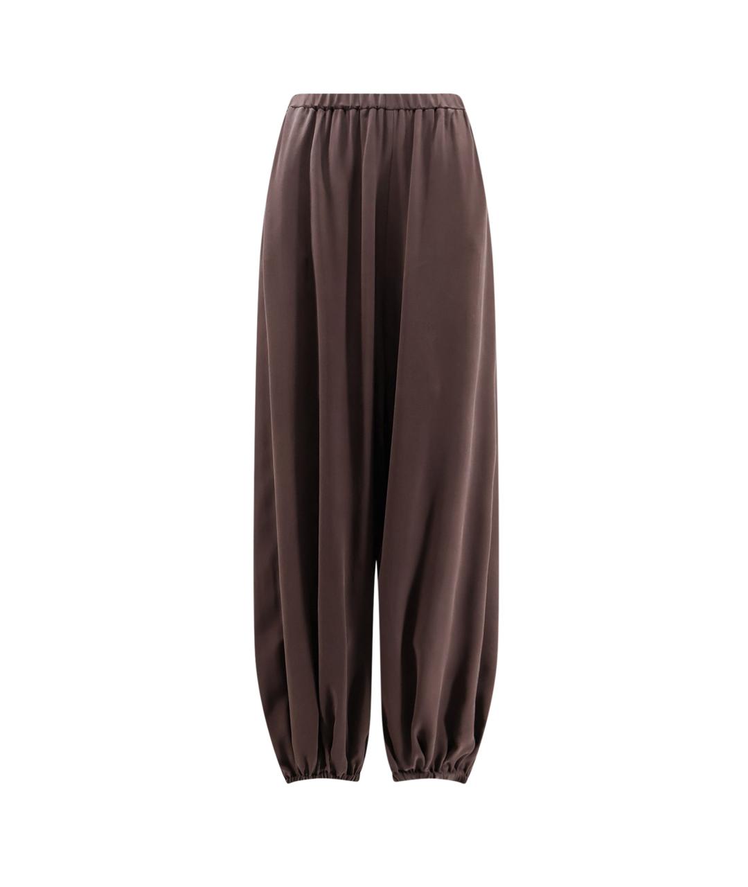 ALYSI Коричневые шелковые брюки широкие, фото 4