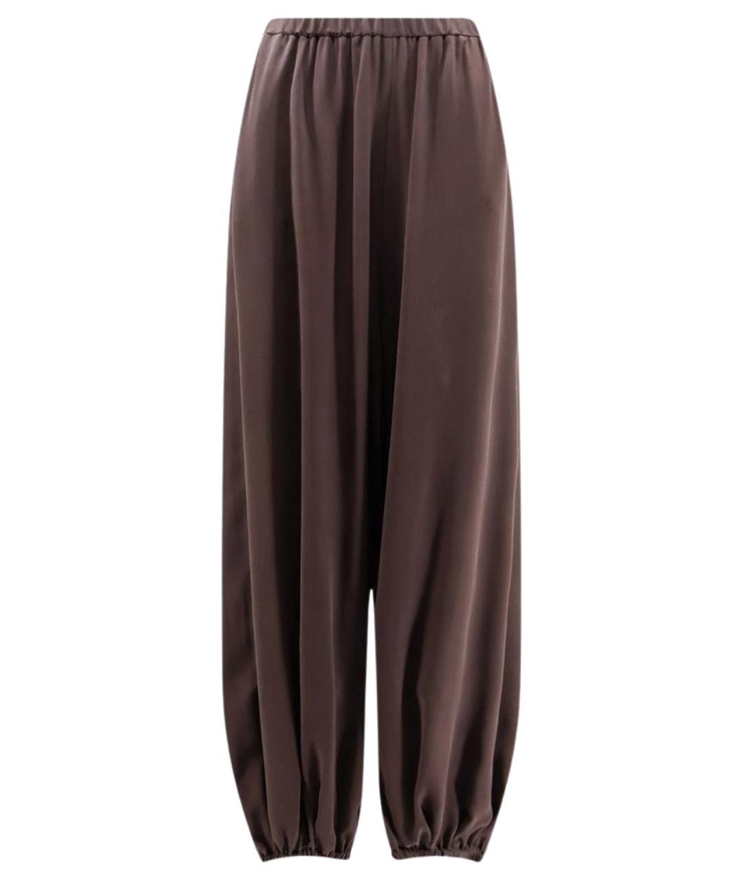 ALYSI Коричневые шелковые брюки широкие, фото 1
