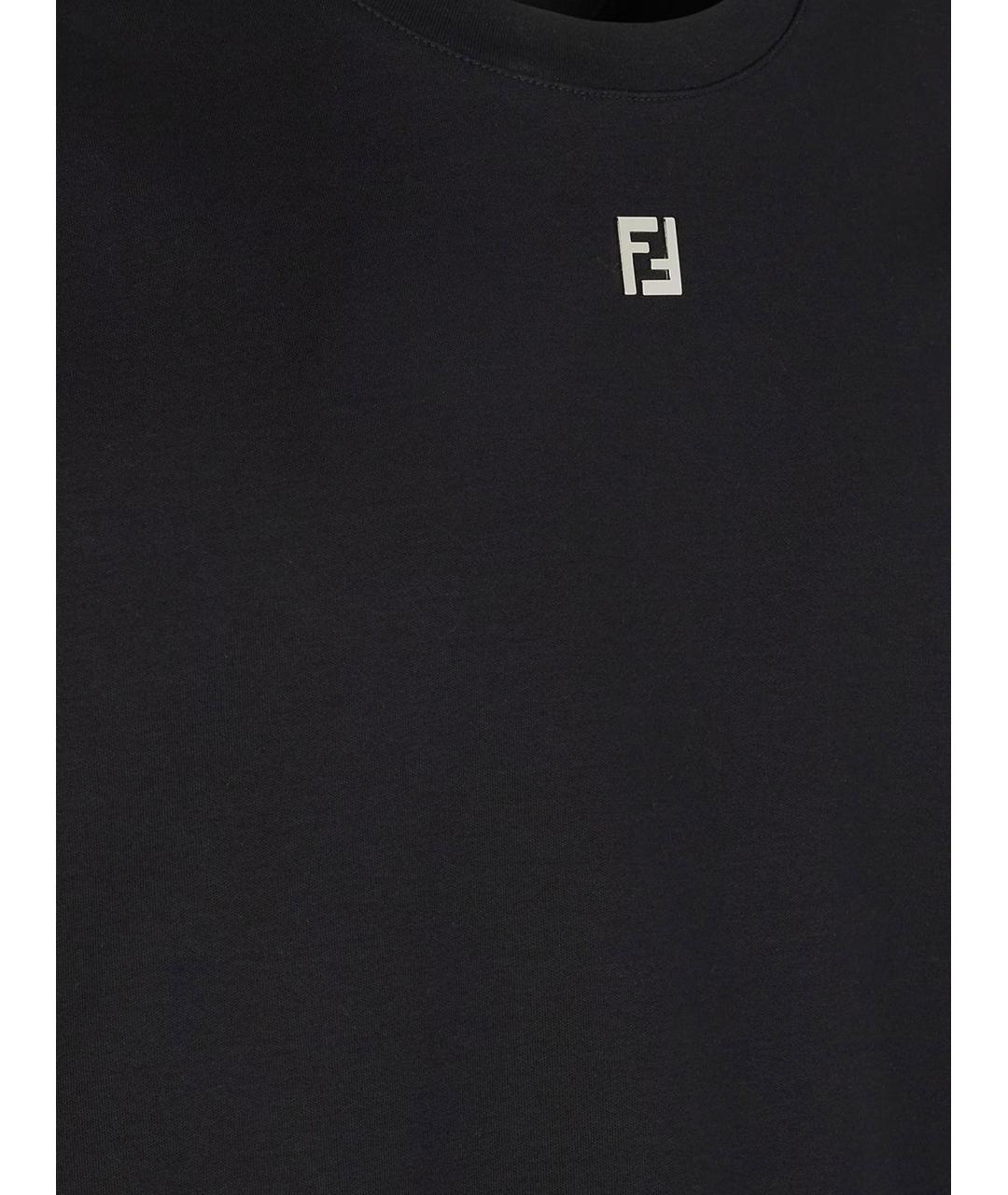FENDI Черная хлопковая футболка, фото 3
