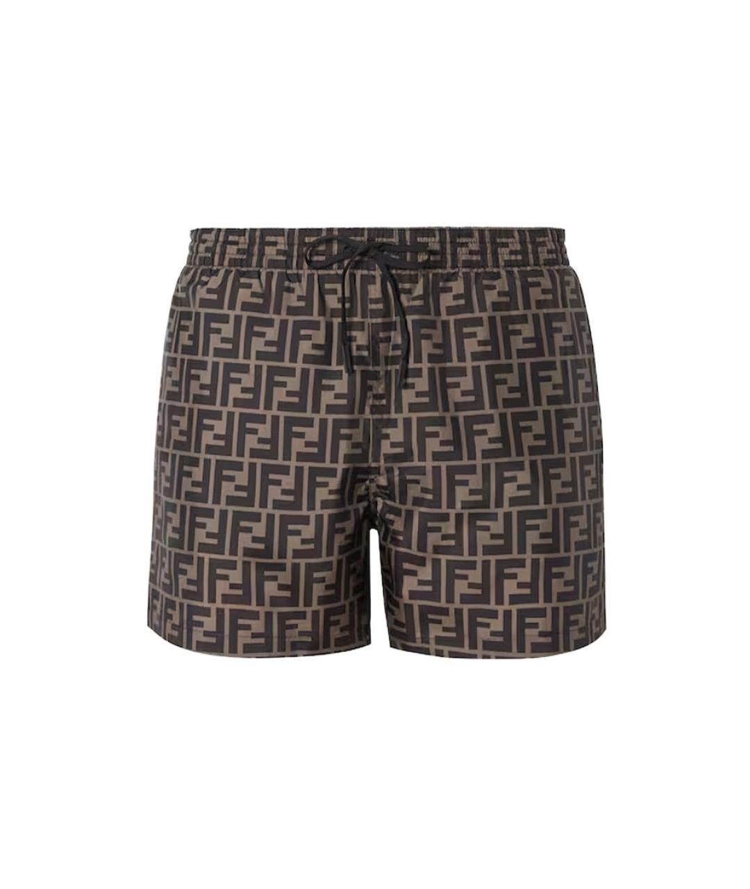 FENDI Коричневые полиамидовые плавки, фото 1