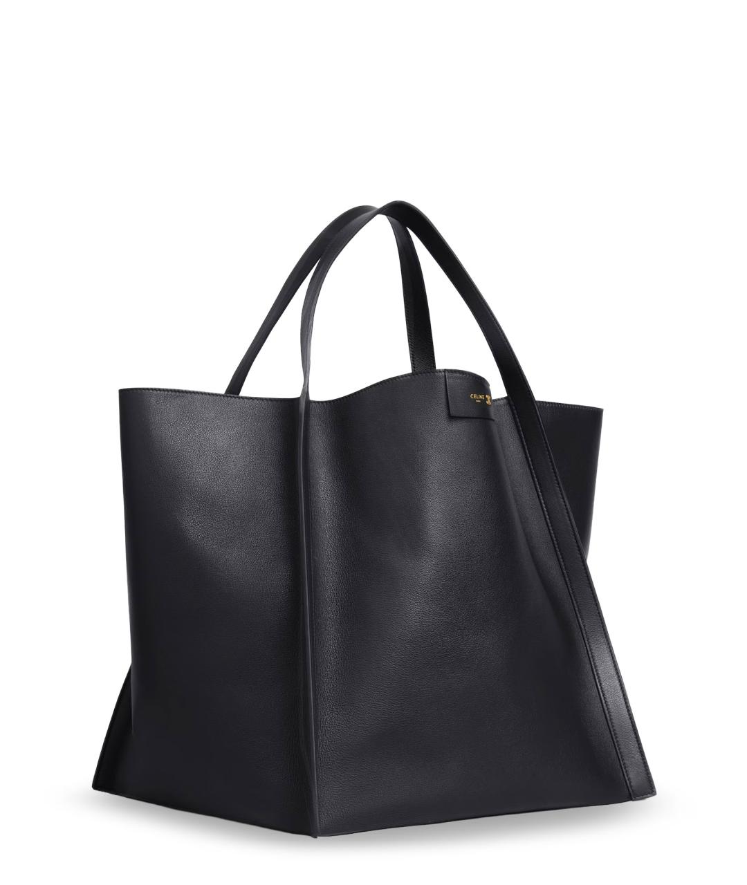 CELINE Черная кожаная сумка тоут, фото 3