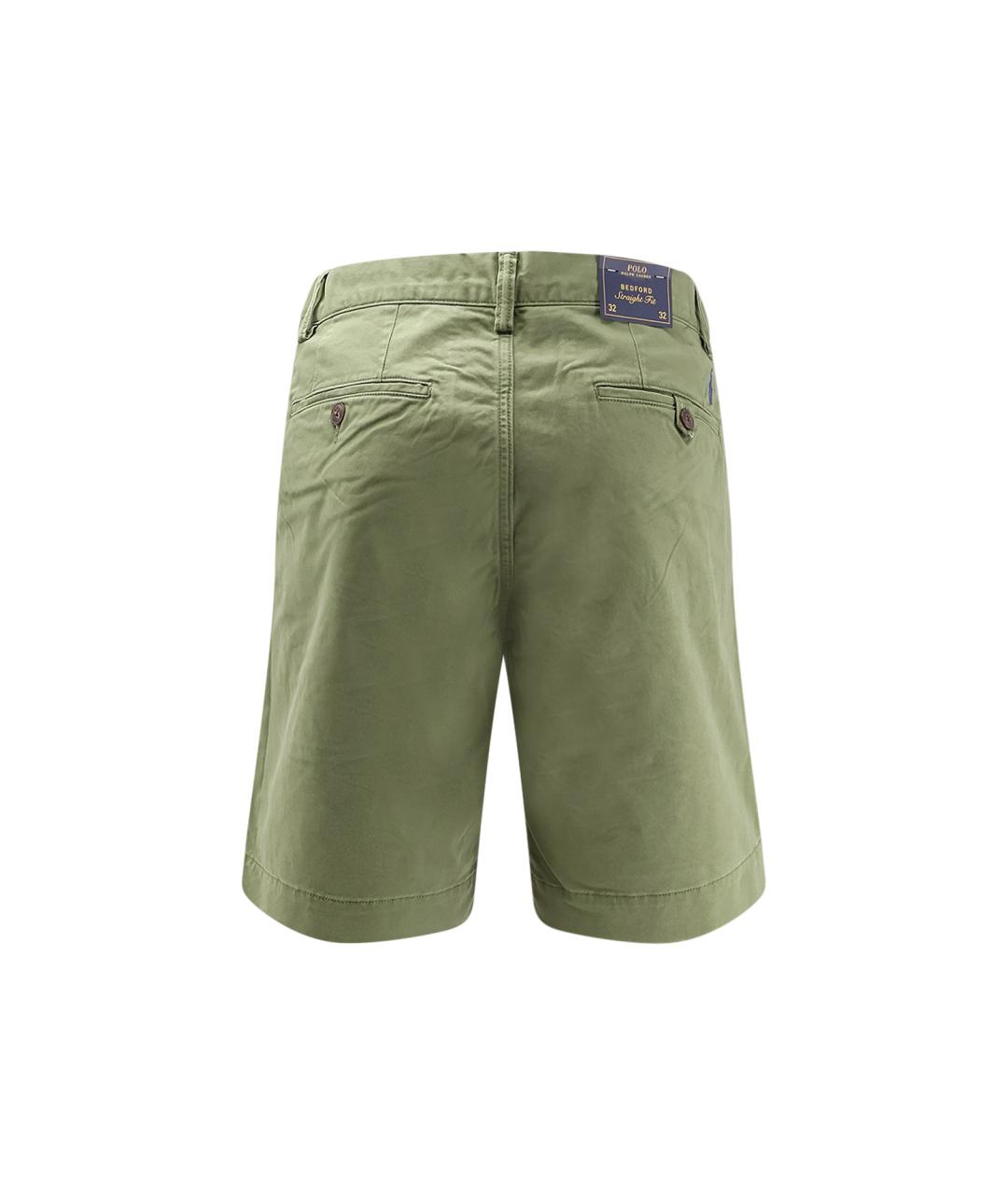 POLO RALPH LAUREN Зеленые хлопко-эластановые шорты, фото 2