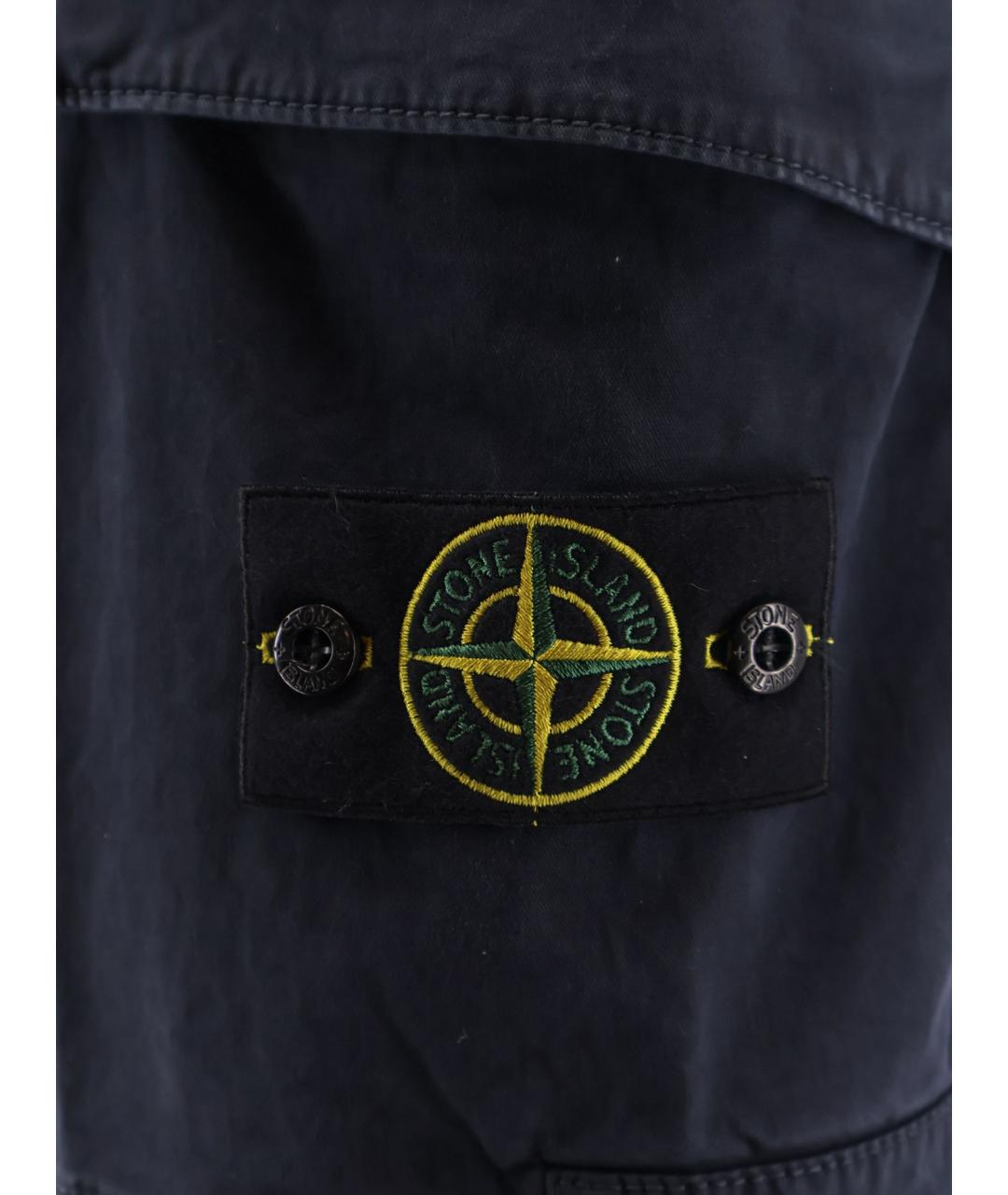 STONE ISLAND Темно-синие хлопко-эластановые шорты, фото 3