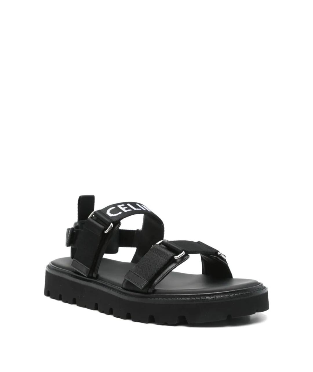 CELINE Черные текстильные сандалии, фото 7