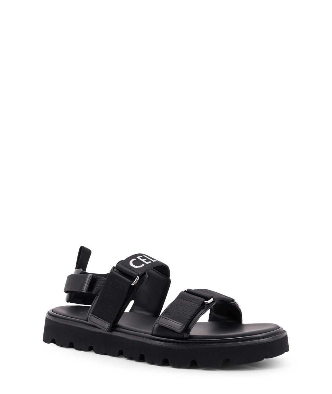 CELINE Черные текстильные сандалии, фото 2