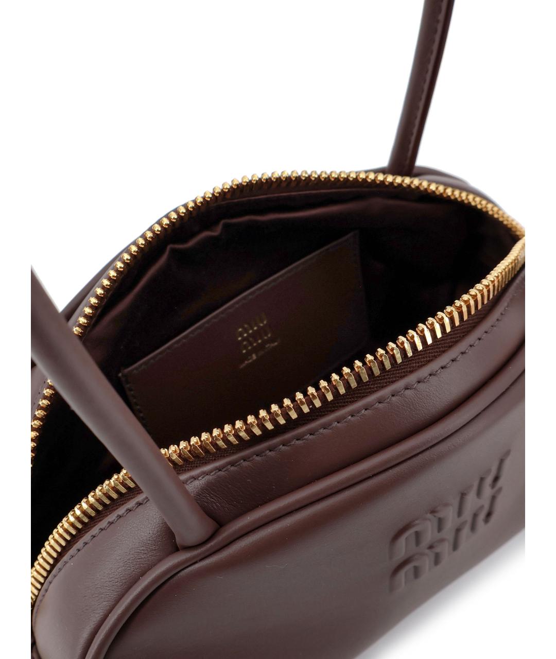 MIU MIU Коричневая кожаная сумка через плечо, фото 4