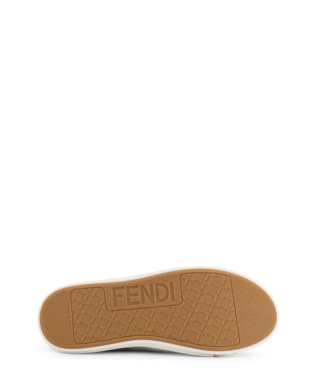 FENDI Коричневые текстильные низкие кроссовки / кеды, фото 4