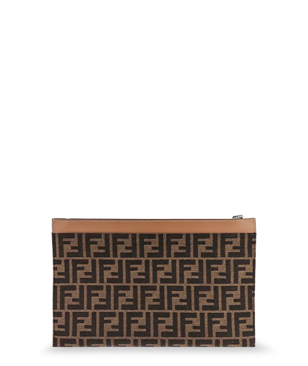 FENDI Коричневая жаккардовая барсетка, фото 2