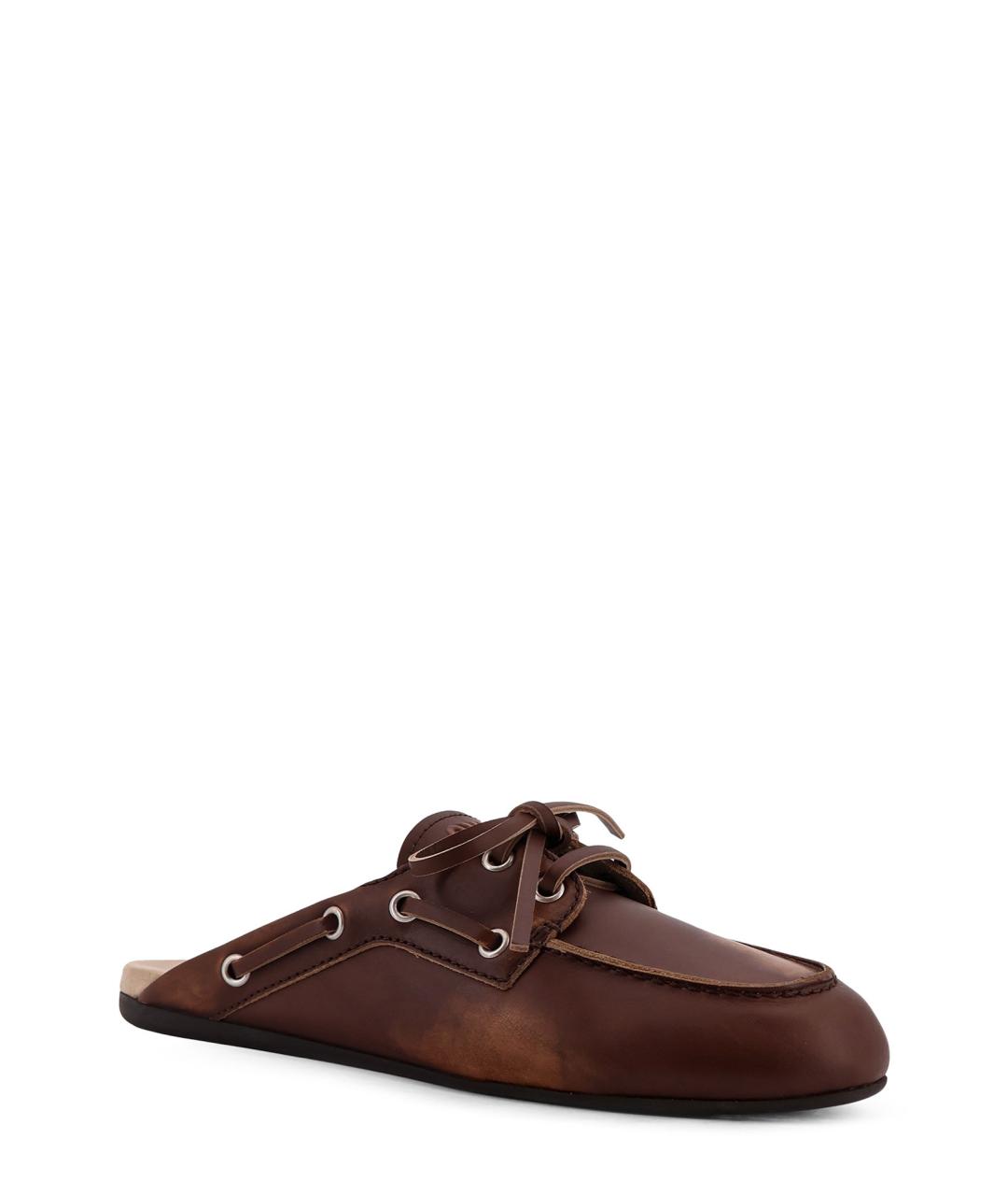 MIU MIU Коричневые кожаные мюли, фото 2