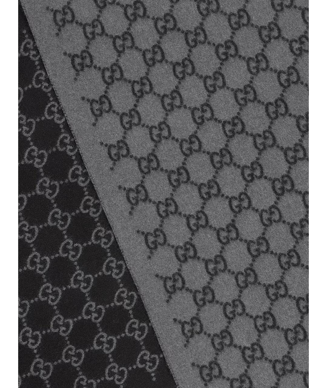 GUCCI Серый шерстяной шарф, фото 2