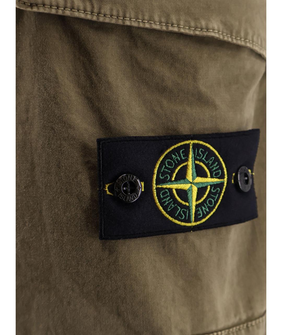 STONE ISLAND Хаки хлопко-эластановые шорты, фото 3