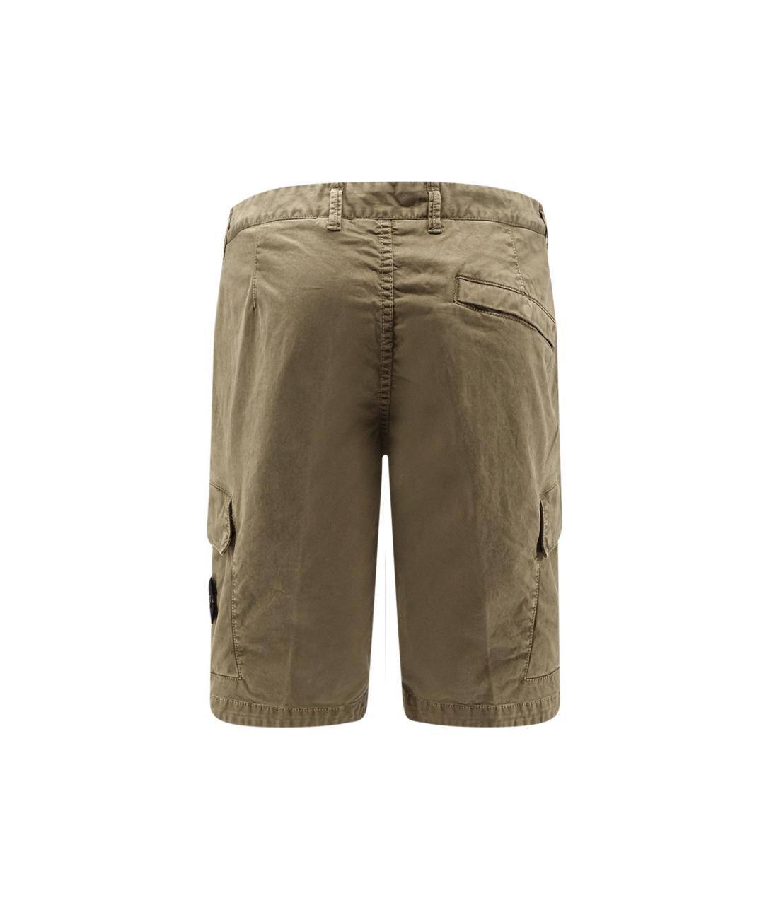 STONE ISLAND Хаки хлопко-эластановые шорты, фото 2