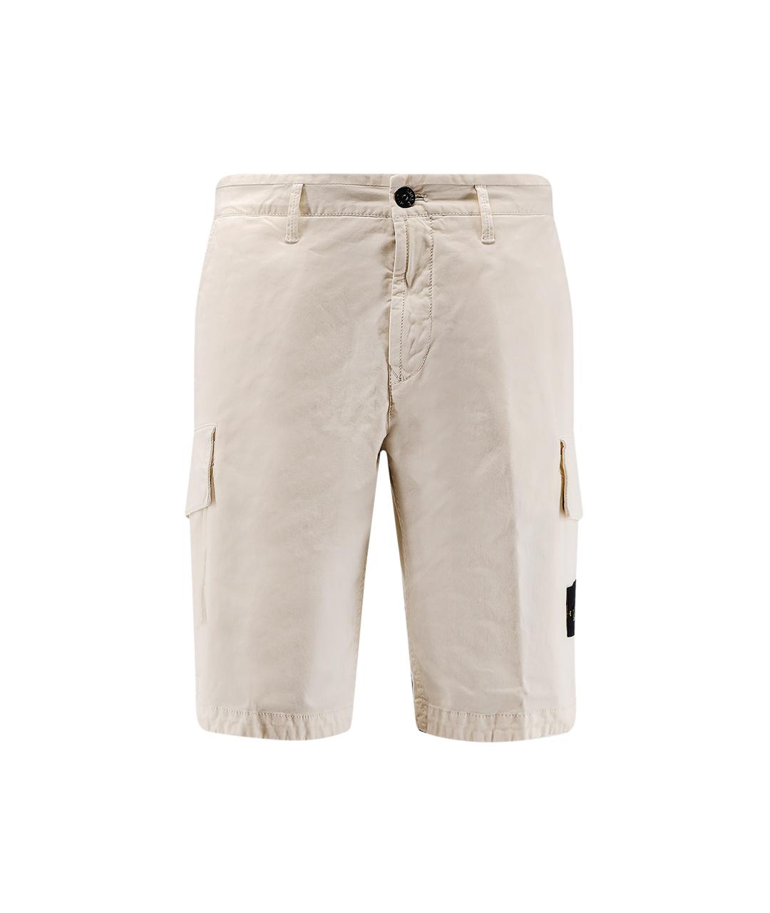 STONE ISLAND Бежевые хлопко-эластановые шорты, фото 1