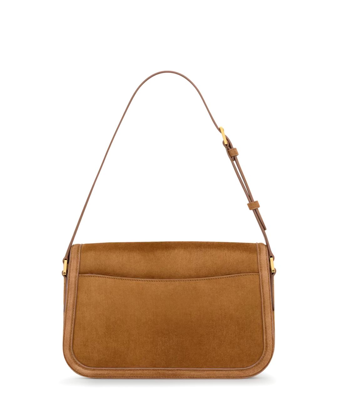 SAINT LAURENT Коричневая замшевая сумка через плечо, фото 2