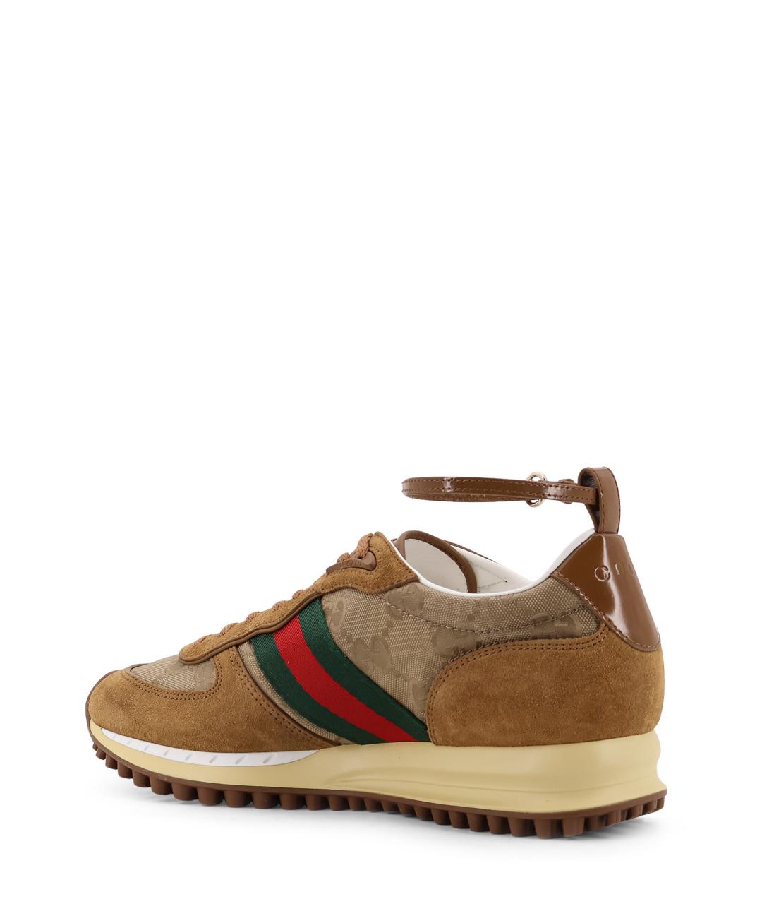 GUCCI Коричневые текстильные кроссовки, фото 3