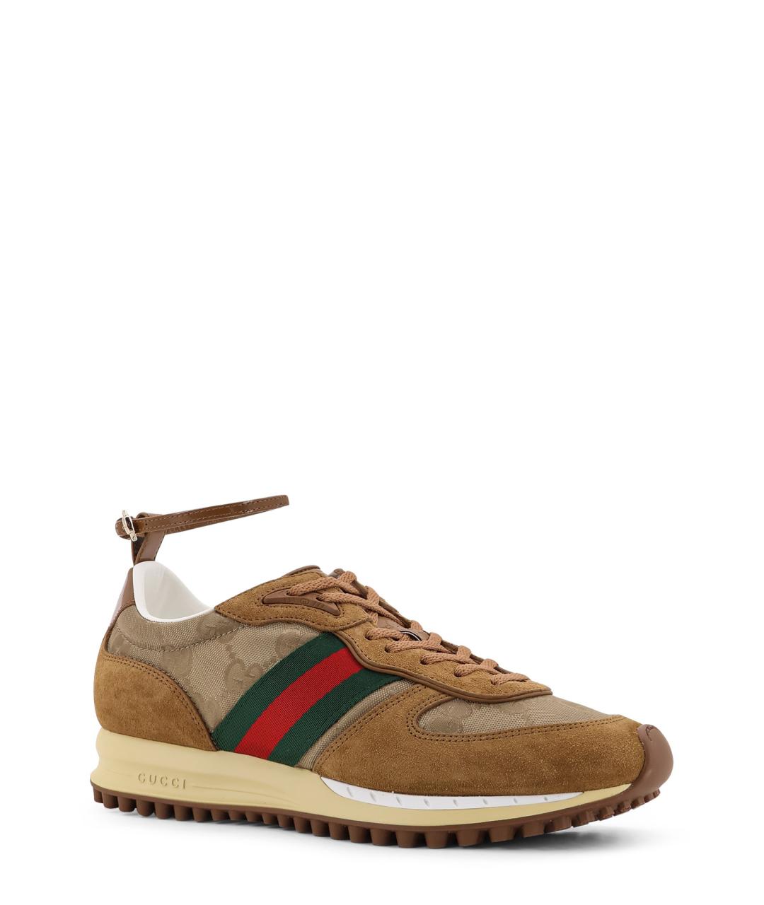 GUCCI Коричневые текстильные кроссовки, фото 2