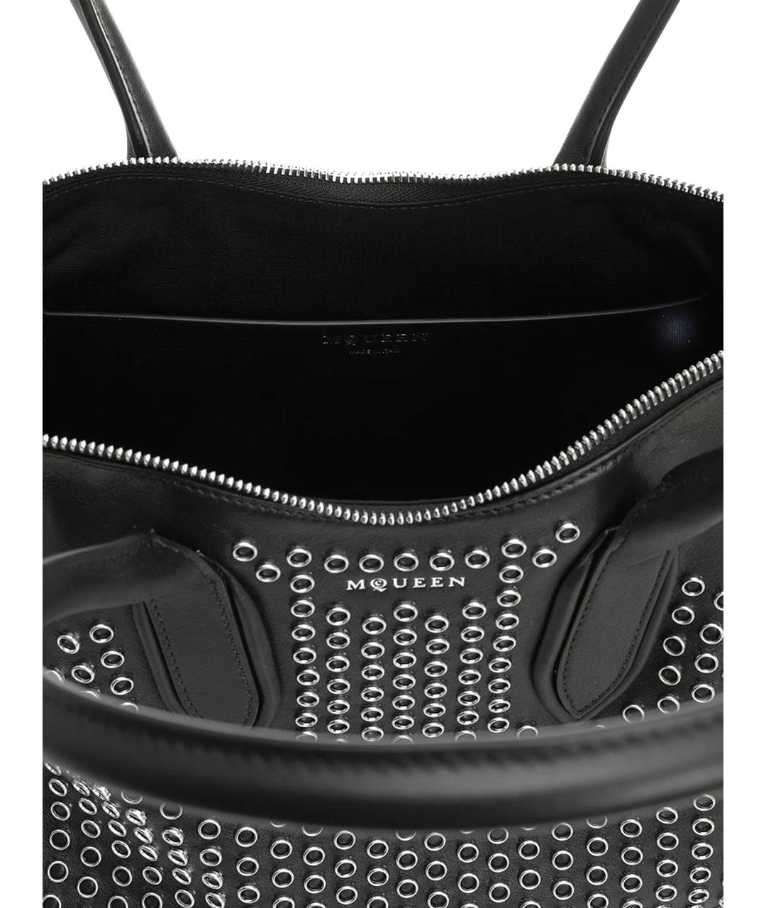 ALEXANDER MCQUEEN Черная кожаная сумка тоут, фото 4