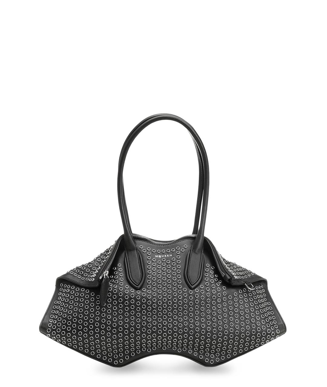 ALEXANDER MCQUEEN Черная кожаная сумка тоут, фото 1