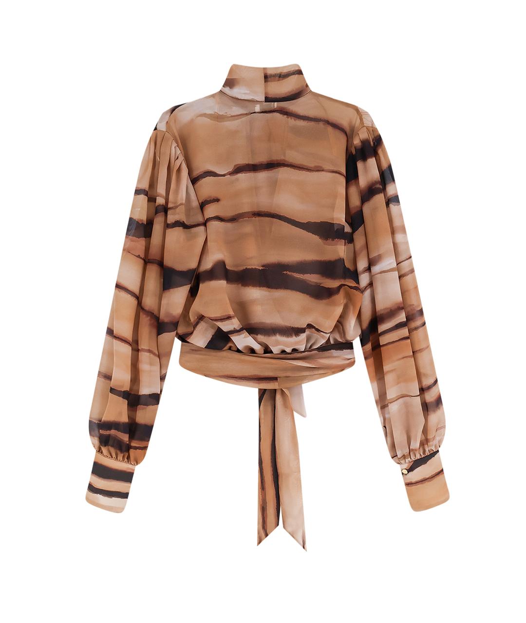 ELISABETTA FRANCHI Бежевая полиэстеровая блузы, фото 2