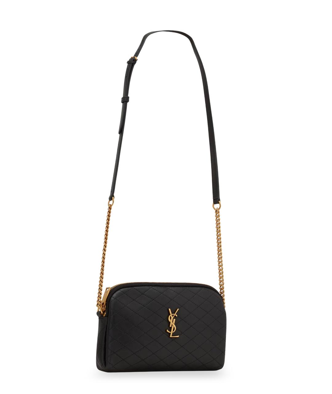 SAINT LAURENT Черная кожаная сумка через плечо, фото 3