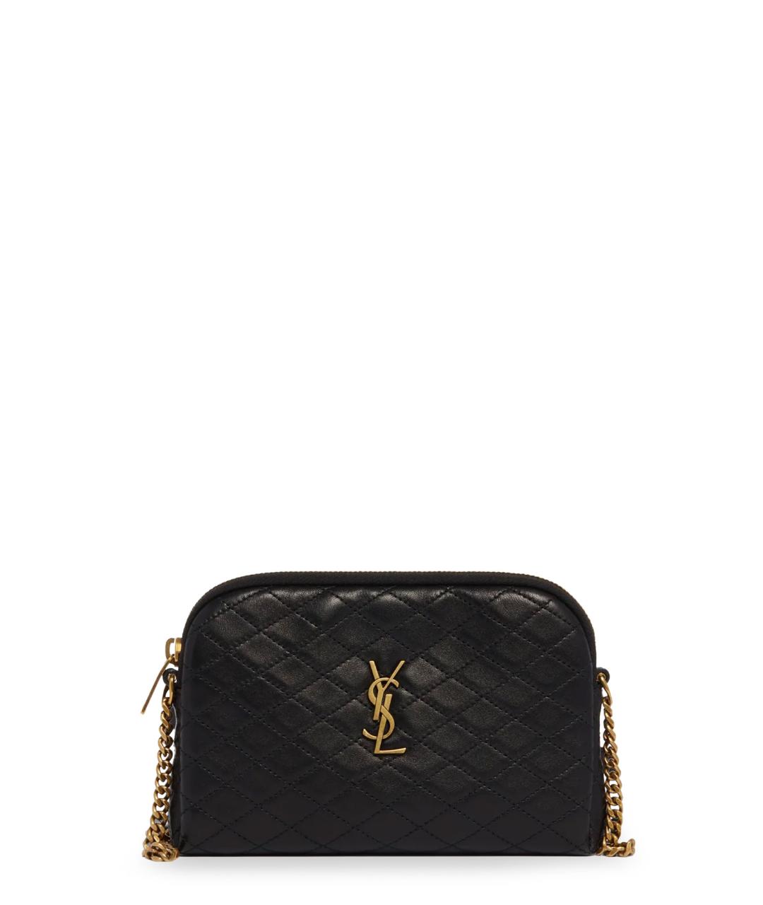 SAINT LAURENT Черная кожаная сумка через плечо, фото 1