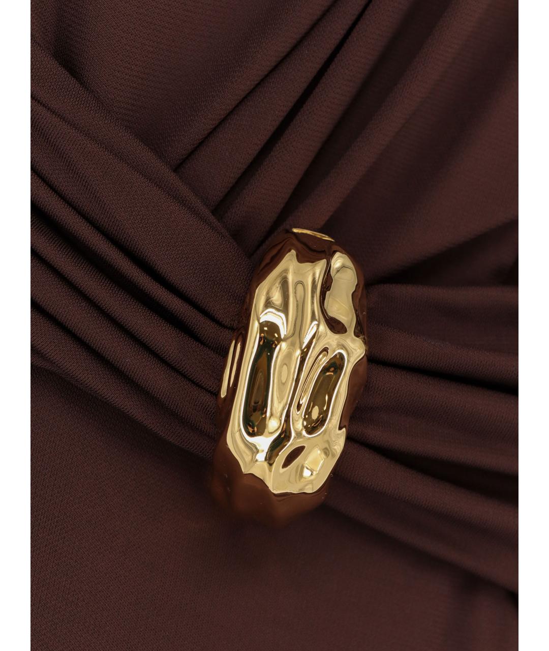 ELISABETTA FRANCHI Коричневое вискозное вечернее платье, фото 3