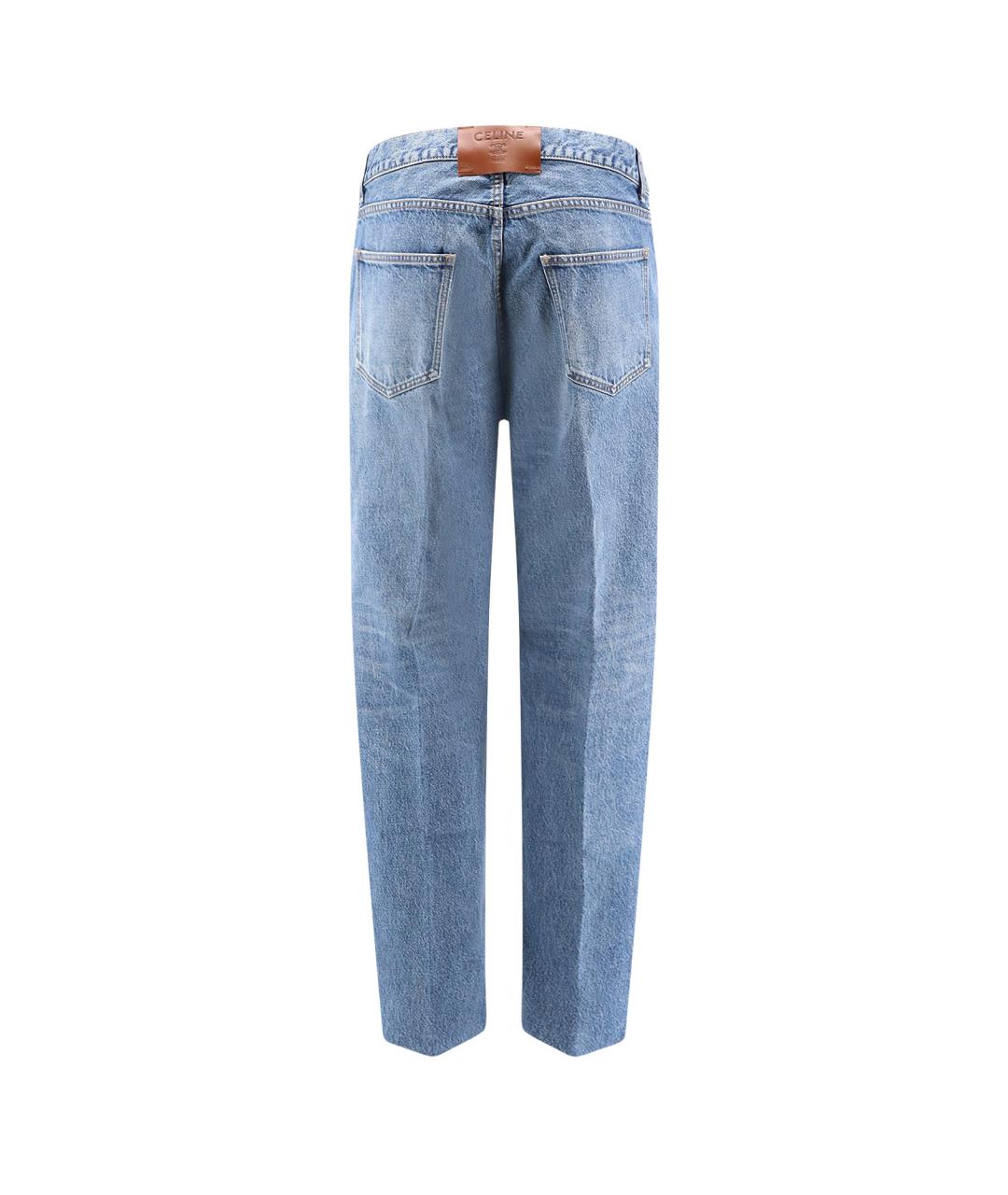 CELINE Голубые хлопковые прямые джинсы, фото 2