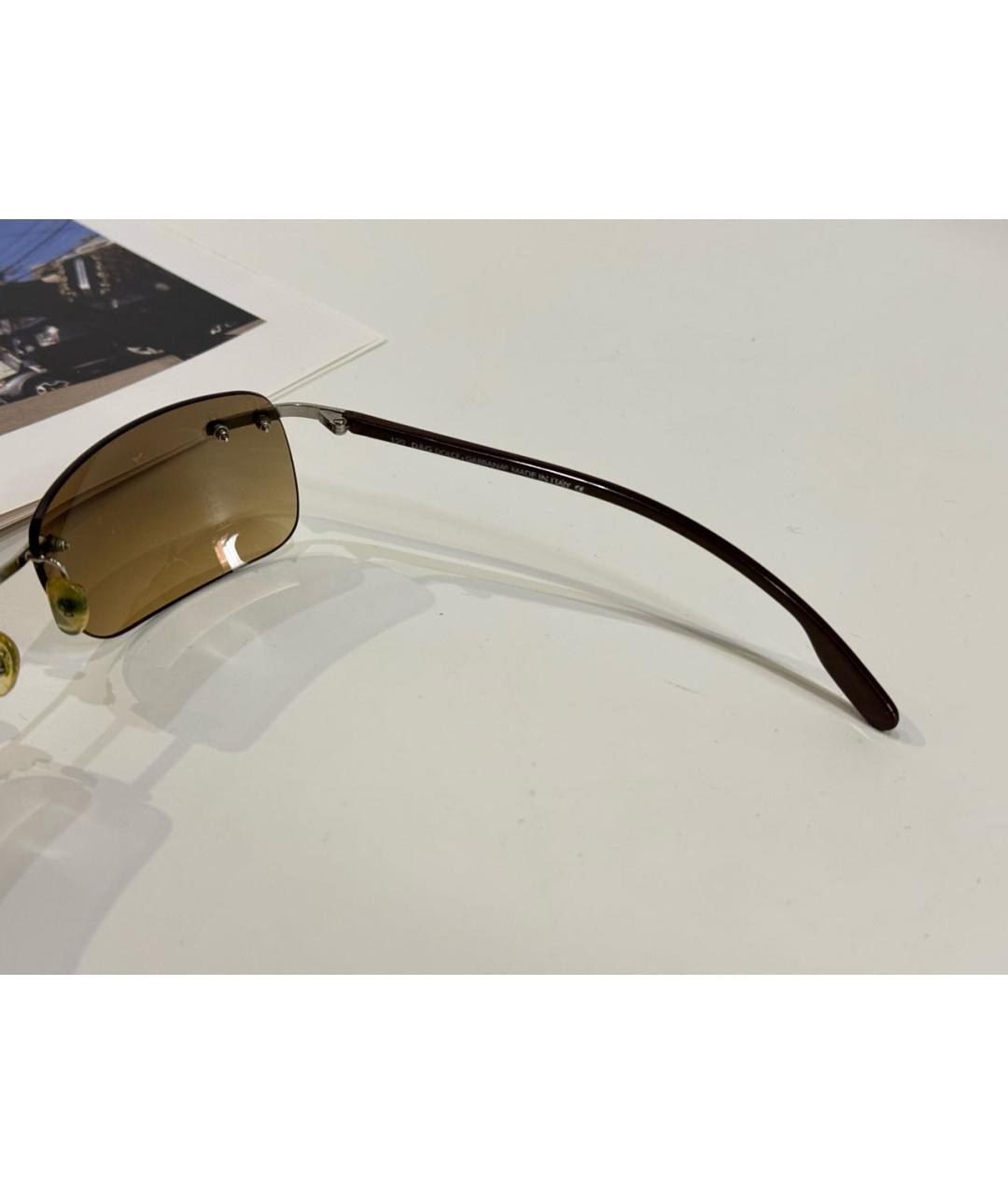 DOLCE&GABBANA Коричневые металлические солнцезащитные очки, фото 7