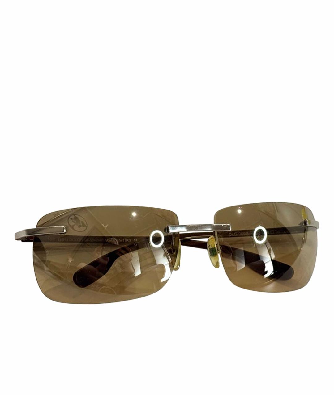 DOLCE&GABBANA Коричневые металлические солнцезащитные очки, фото 1