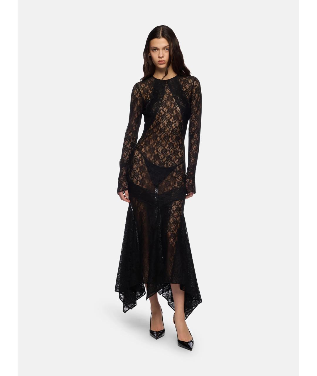 THE ATTICO Черное полиамидовое вечернее платье, фото 3