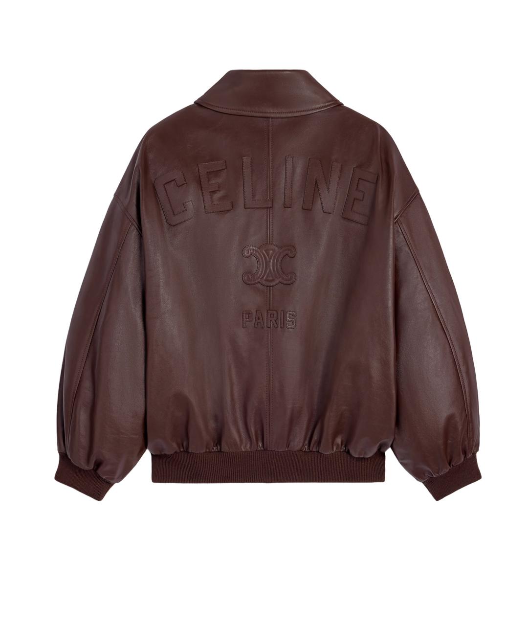 CELINE Коричневая кожаная куртка, фото 2
