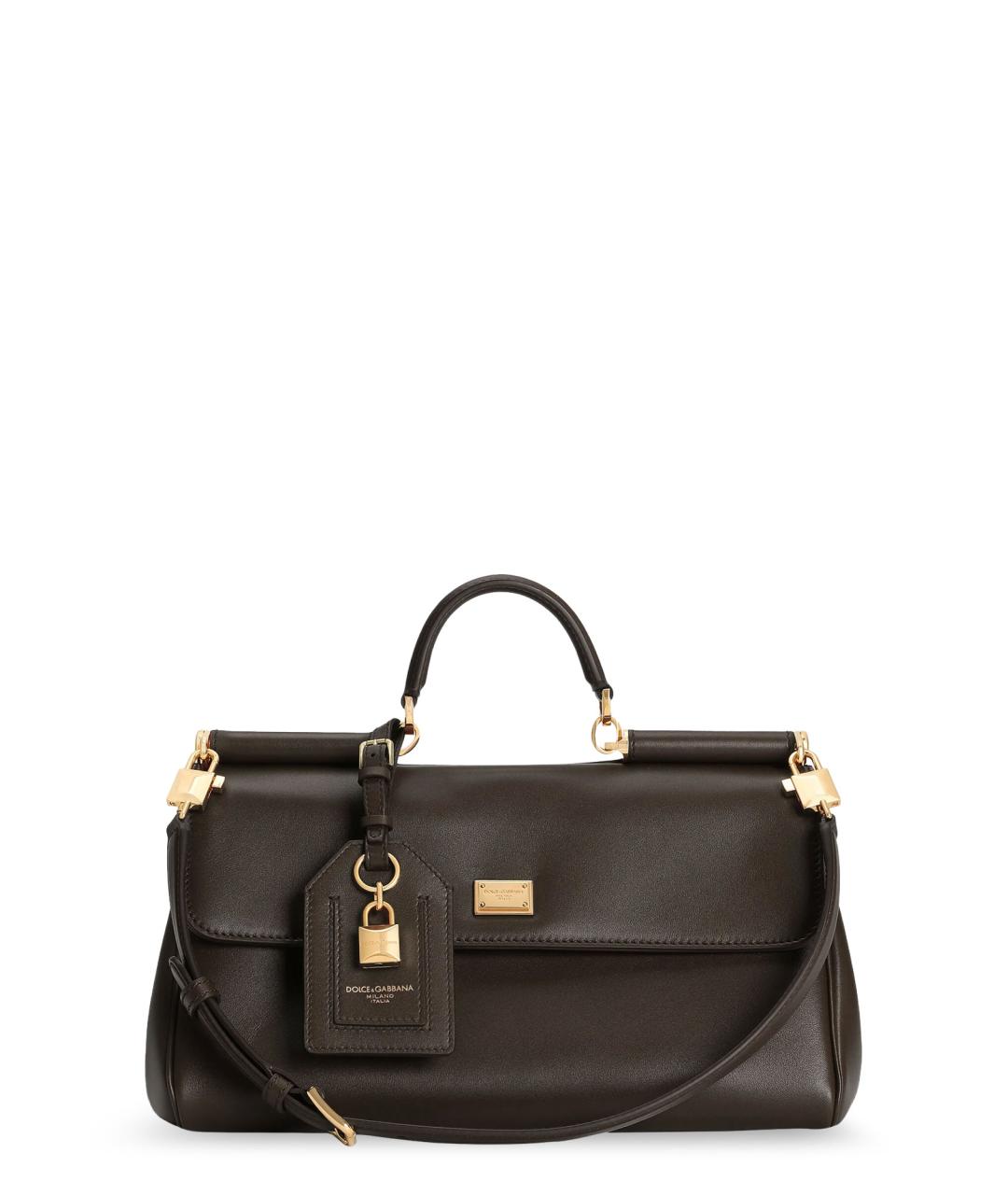 DOLCE&GABBANA Коричневая кожаная сумка тоут, фото 1